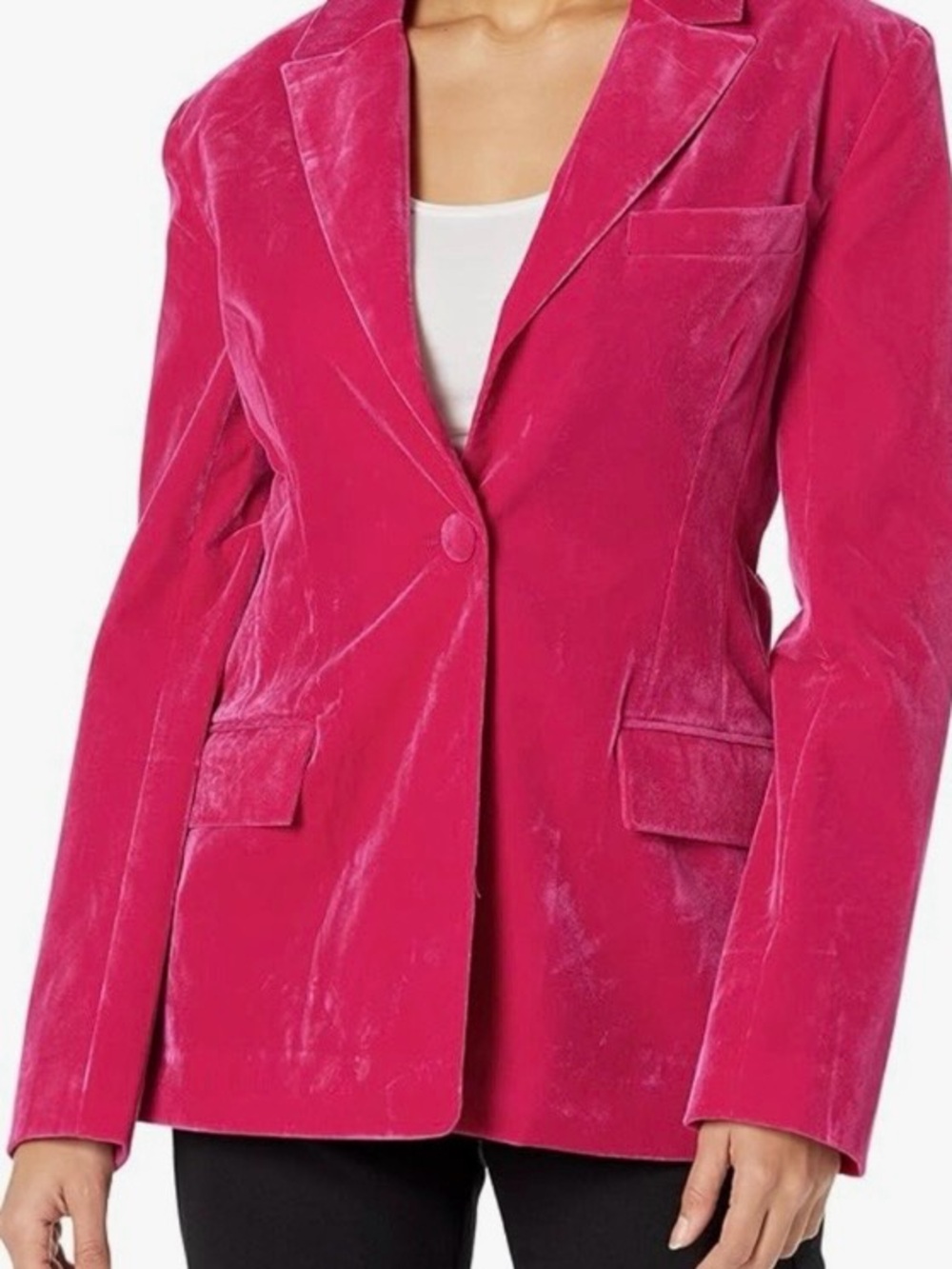 NEW Steve Madden Blazer Magenta Hot Pink Glo Velvet Jacket Harlow Size Large NWT